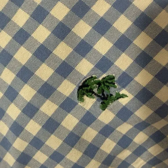 Polo Ralph Lauren Shirt Men 3XLT Tall Blue White Check Button Up SS Palm Trees